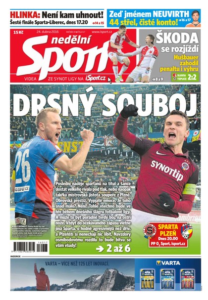 E-magazín Nedělní Sport - 24.4.2016 - CZECH NEWS CENTER a. s.