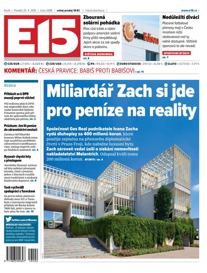 E-magazín E15 25.4.2016 - Czech Media Invest