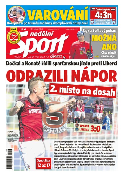 E-magazín Nedělní Sport - 8.5.2016 - CZECH NEWS CENTER a. s.