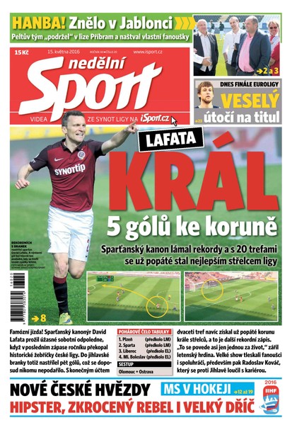 E-magazín Nedělní Sport - 15.5.2016 - CZECH NEWS CENTER a. s.