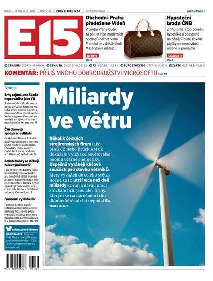 E-magazín E15 15.6.2016 - Czech Media Invest