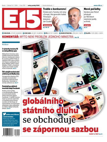 E-magazín E15 13.7.2016 - Czech Media Invest