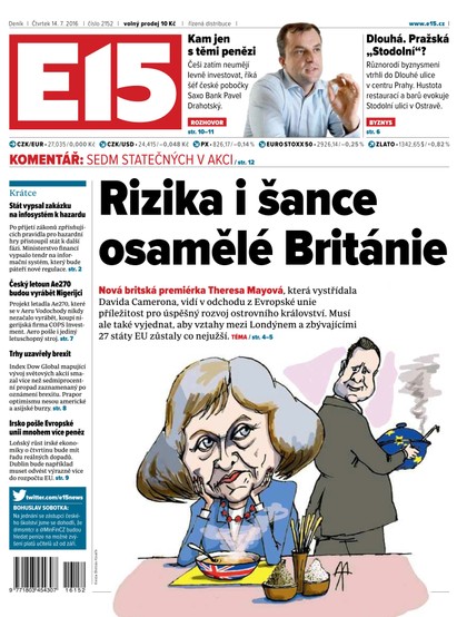 E-magazín E15 14.7.2016 - Czech Media Invest