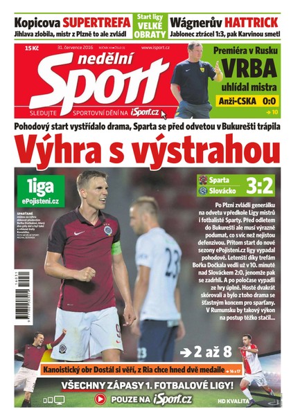 E-magazín Nedělní Sport - 31.7.2016 - CZECH NEWS CENTER a. s.