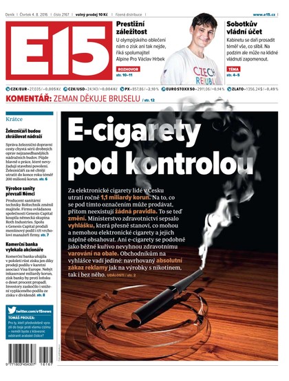 E-magazín E15 4.8.2016 - Czech Media Invest