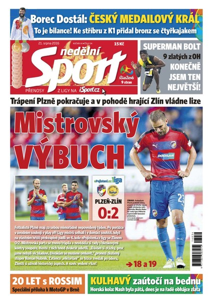 E-magazín Nedělní Sport - 21.8.2016 - CZECH NEWS CENTER a. s.