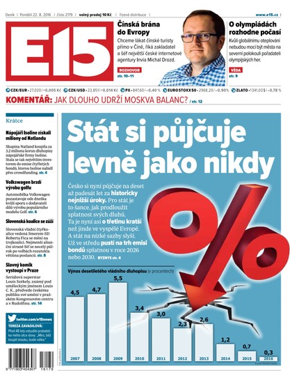 E-magazín E15 22.8.2016 - Czech Media Invest