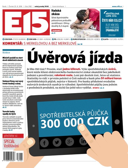 E-magazín E15 25.8.2016 - Czech Media Invest