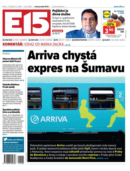 E-magazín E15 5.9.2016 - Czech Media Invest