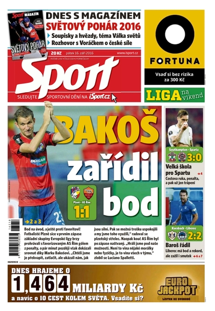 E-magazín Sport - 16.9.2016 - CZECH NEWS CENTER a. s.