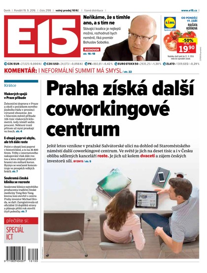 E-magazín E15 19.9.2016 - Czech Media Invest