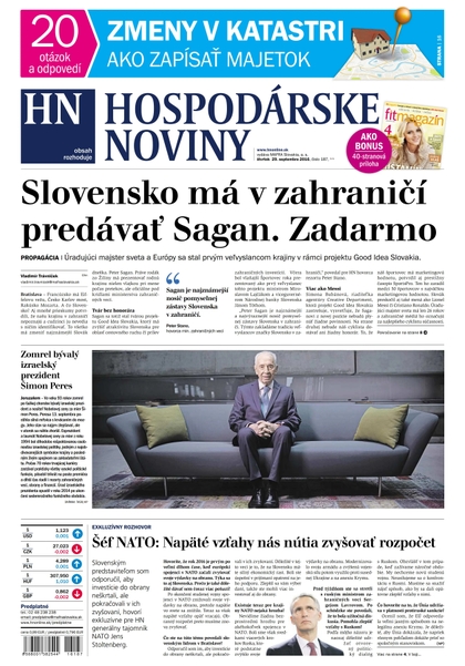 E-magazín Hospodárske noviny 29.09.2016 - MAFRA Slovakia, a.s.