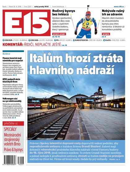 E-magazín E15 30.9.2016 - Czech Media Invest