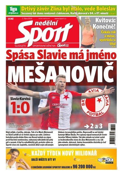 E-magazín Nedělní Sport - 2.10.2016 - CZECH NEWS CENTER a. s.