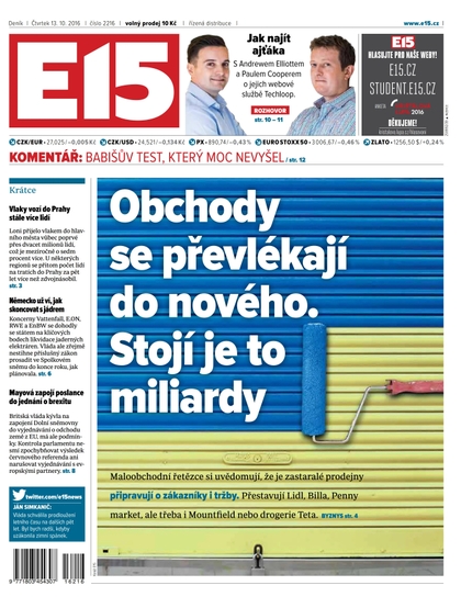 E-magazín E15 13.10.2016 - Czech Media Invest