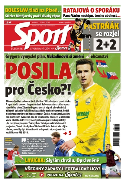 E-magazín Sport - 15.10.2016 - CZECH NEWS CENTER a. s.