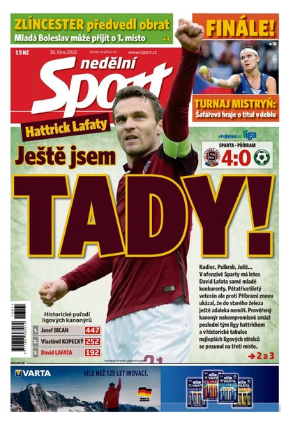 E-magazín Nedělní Sport - 30.10.2016 - CZECH NEWS CENTER a. s.