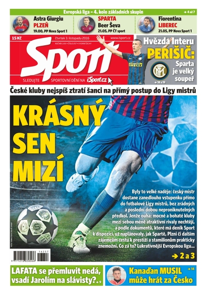 E-magazín Sport - 3.11.2016 - CZECH NEWS CENTER a. s.