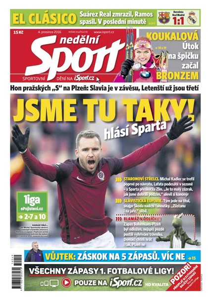 E-magazín Nedělní Sport - 4.12.2016 - CZECH NEWS CENTER a. s.