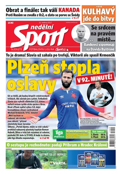 E-magazín Nedělní Sport - 21.5.2017 - CZECH NEWS CENTER a. s.