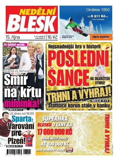 E-magazín Nedělní Blesk - 15.10.2017 - CZECH NEWS CENTER a. s.