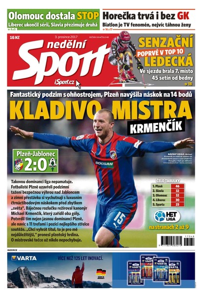 E-magazín Nedělní Sport - 3.12.2017 - CZECH NEWS CENTER a. s.