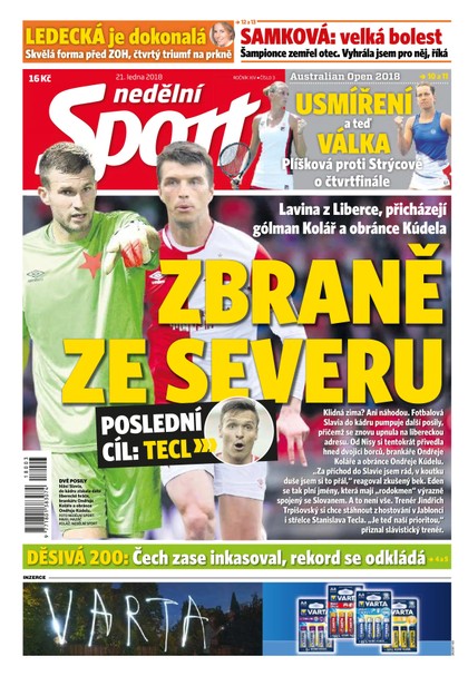 E-magazín Nedělní Sport - 21.1.2018 - CZECH NEWS CENTER a. s.