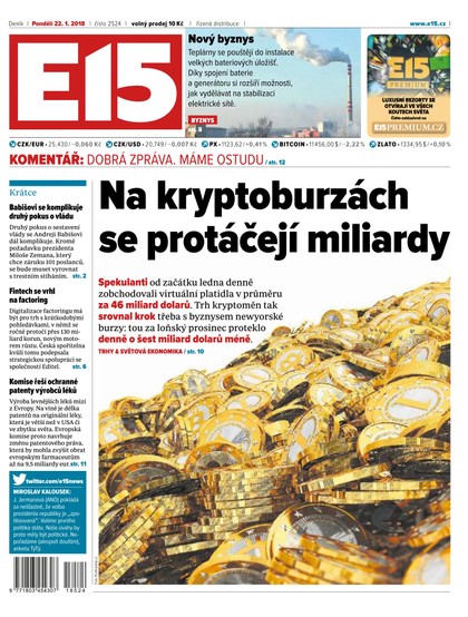 E-magazín E15 - 22.1.2018 - CZECH NEWS CENTER a. s.