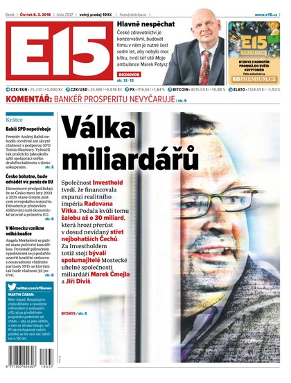 E-magazín E15 - 8.2.2018 - CZECH NEWS CENTER a. s.