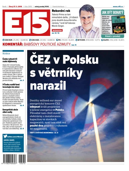 E-magazín E15 - 27.3.2018 - CZECH NEWS CENTER a. s.