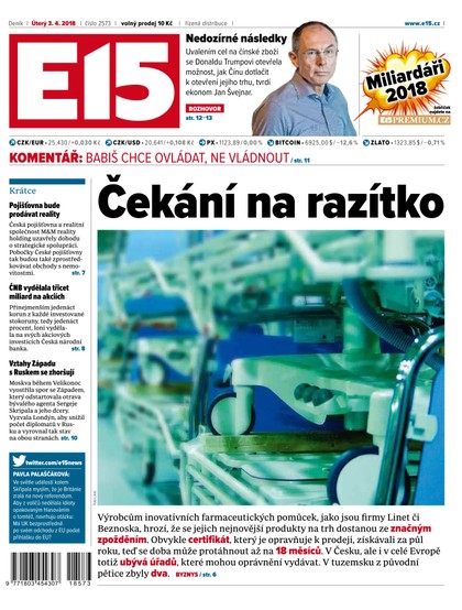 E-magazín E15 - 3.4.2018 - CZECH NEWS CENTER a. s.