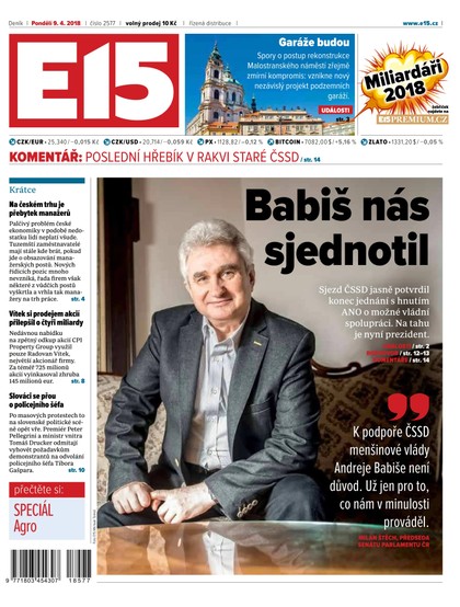 E-magazín E15 - 9.4.2018 - CZECH NEWS CENTER a. s.