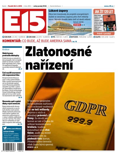 E-magazín E15 - 28.5.2018 - CZECH NEWS CENTER a. s.