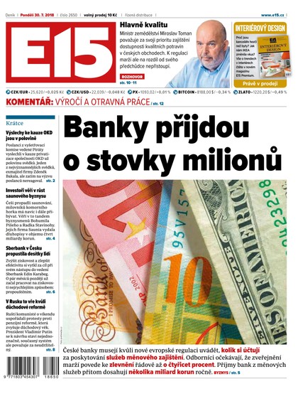 E-magazín E15 - 30.7.2018 - CZECH NEWS CENTER a. s.