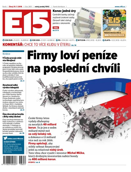 E-magazín E15 - 31.7.2018 - CZECH NEWS CENTER a. s.