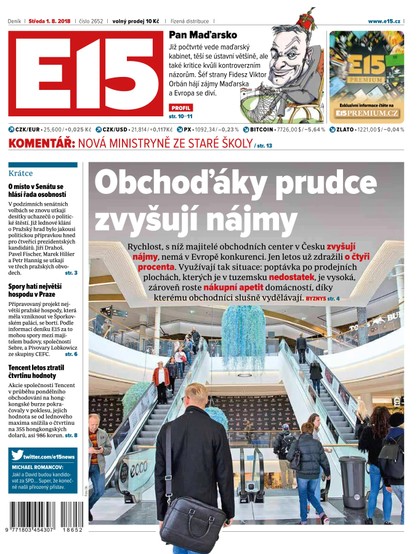 E-magazín E15 - 1.8.2018 - CZECH NEWS CENTER a. s.