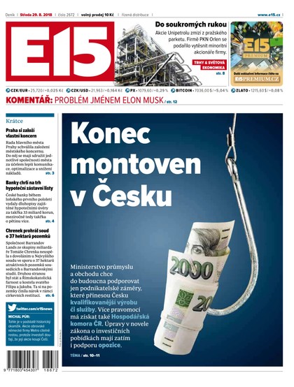 E-magazín E15 - 29.8.2018 - CZECH NEWS CENTER a. s.