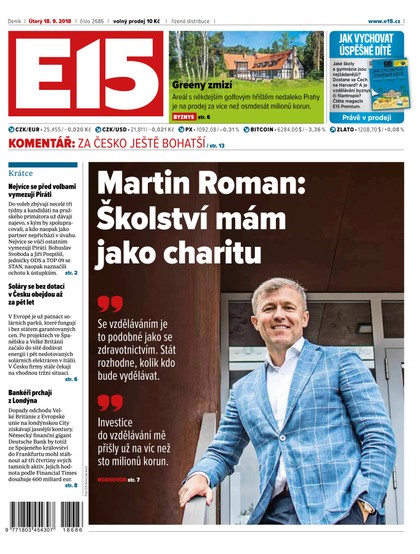 E-magazín E15 - 18.9.2018 - CZECH NEWS CENTER a. s.