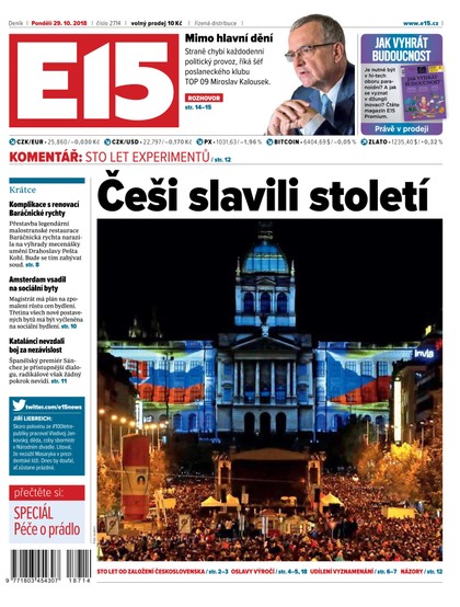 E-magazín E15 - 29.10.2018 - CZECH NEWS CENTER a. s.