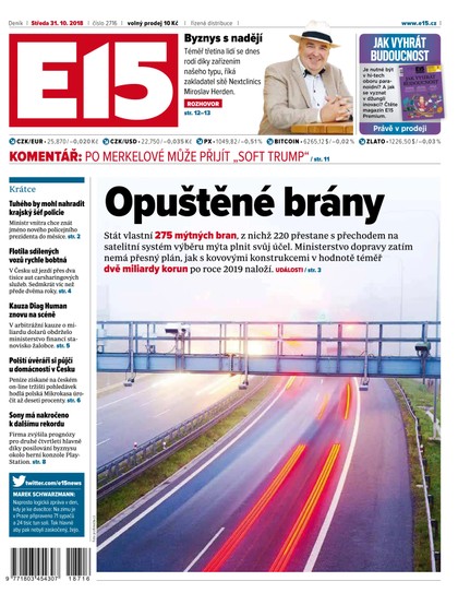 E-magazín E15 - 31.10.2018 - CZECH NEWS CENTER a. s.