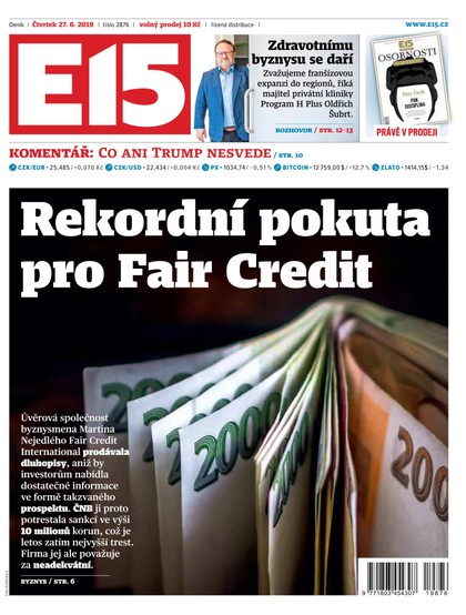 E-magazín E15 - 27.6.2019 - CZECH NEWS CENTER a. s.