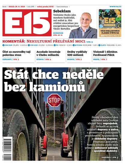 E-magazín E15 - 28.8.2019 - CZECH NEWS CENTER a. s.