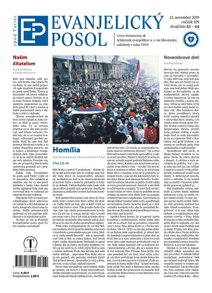 E-magazín Evanjelický POSOL spod Tatier 43-44/2019 - TRANOSCIUS a.s.