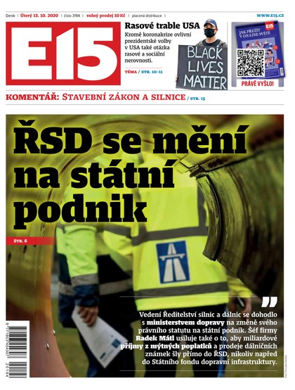 E-magazín E15 - 13.10.2020 - CZECH NEWS CENTER a. s.