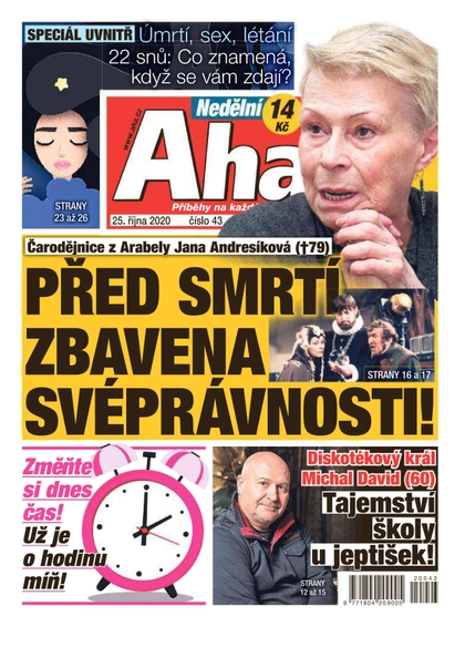 E-magazín Nedělní AHA! - 25.10.2020 - CZECH NEWS CENTER a. s.