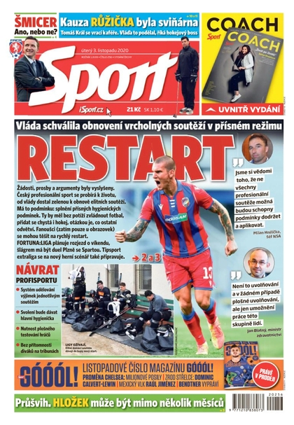 E-magazín Sport - 3.11.2020 - CZECH NEWS CENTER a. s.