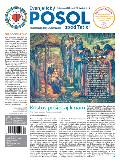E-magazín Evanjelický POSOL spod Tatier 51-52/2020 - TRANOSCIUS a.s.
