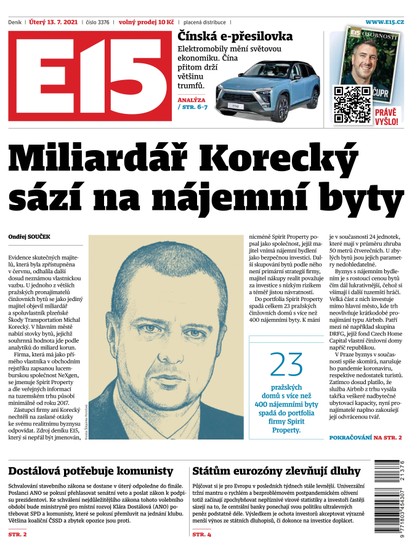 E-magazín E15 - 13.7.2021 - CZECH NEWS CENTER a. s.