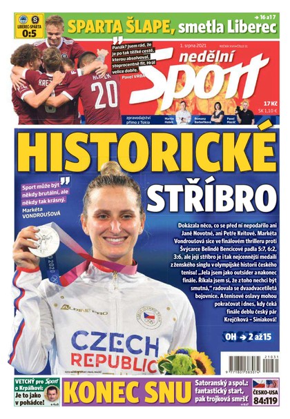 E-magazín Nedělní Sport - 1.8.2021 - CZECH NEWS CENTER a. s.