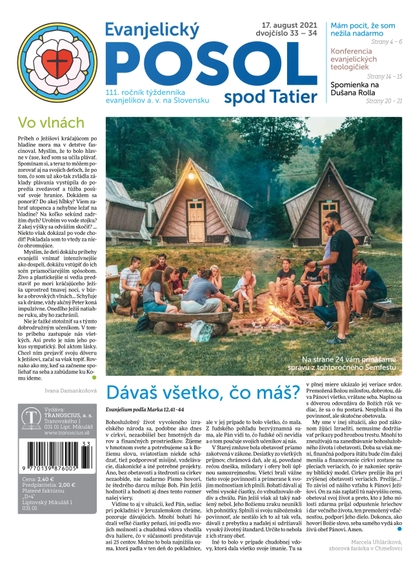 E-magazín Evanjelický POSOL spod Tatier 33-34-2021 - TRANOSCIUS a.s.